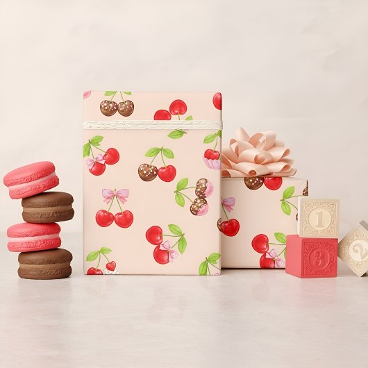 Süßes Kirsch-Dessert-Muster Süß Geschenkpapier