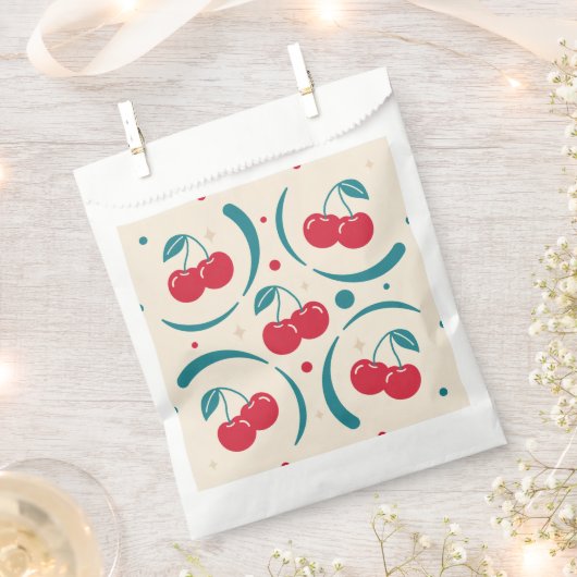 Süßes Kirsch-Hochzeitsbrause-Retro-Muster als Gefa Geschenktütchen (Ausgeschnitten)