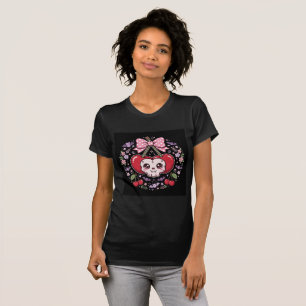 Süßes Kirsch-Schädel-Halloween-T-Shirt für Frauen T-Shirt