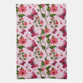 Süßes Kirsch-Schmetterlingsmuster, glänzende Kawai Geschirrtuch (Vertikal)