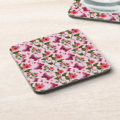 Süßes Kirsch-Schmetterlingsmuster, Glänzende Kawai Getränkeuntersetzer (Linke Seite)