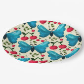 Süßes Kirsch-Schmetterlingsmuster, glänzende Kawai Pappteller (Schrägansicht)