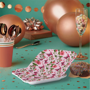Süßes Kirsch-Schmetterlingsmuster, Glänzende Kawai Pappteller