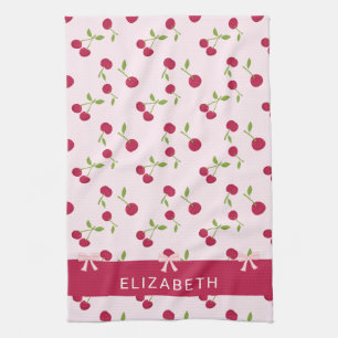 Süßes Kirschdruck-Muster Coquette Rosa Custom Geschirrtuch
