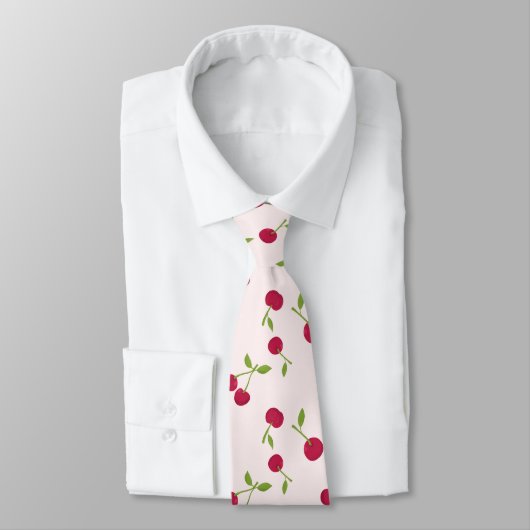 Süßes Kirschdruck-Muster Coquette Rosa Monogramm Krawatte (Gebunden)
