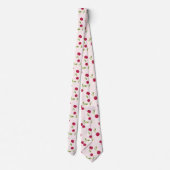 Süßes Kirschdruck-Muster Coquette Rosa Monogramm Krawatte (Rückseite)