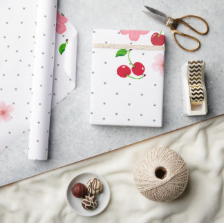Süßes Kirschen- und Kirschblütenmuster-Geschenkpap Geschenkpapier