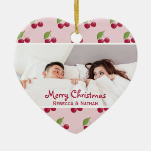 Süßes Kirschenmuster Individuelles Foto Weihnachte Keramik Ornament