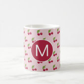 Süßes Kirschenmuster personalisiertes Monogramm Kaffeetasse (Mittel)