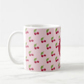 Süßes Kirschenmuster personalisiertes Monogramm Kaffeetasse (Links)