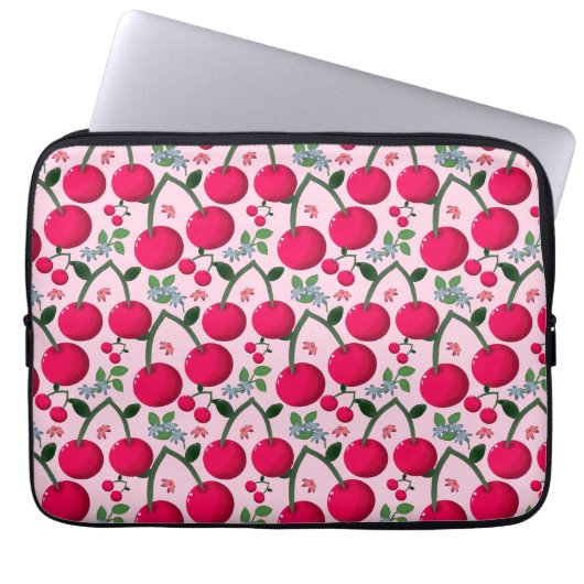 Süßes Kirschmuster, Glänzende Kawaii-Frucht Laptopschutzhülle (Vorderseite)