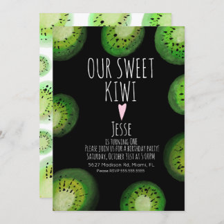 Süßes Kiwi Frucht Geburtstag Wasserfarbe Rosa jede Einladung