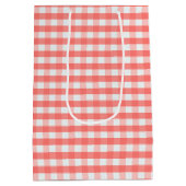 Süßes klassisches rotes Gingham-Muster Mittlere Geschenktüte (Rückseite)