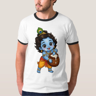 Süßes kleines Baby Krishna isst Butter-Ringer-T-Sh T-Shirt