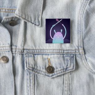Süßes kleines blaues Monster Button