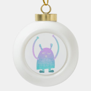 Süßes kleines blaues Monster Keramik Kugel-Ornament
