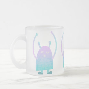 Süßes kleines blaues Monster Mattglastasse