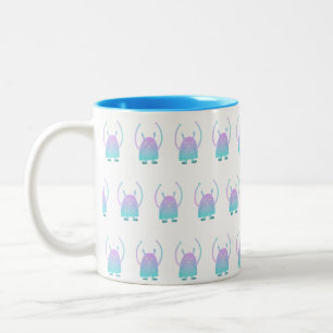 Süßes kleines blaues Monster Zweifarbige Tasse