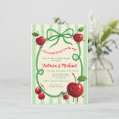 Süßes kleines Cherry Baby Dusche Einladung (Stehend Vorderseite)