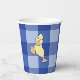 Süßes kleines Entlein Blau kariert Baby Shower Pappbecher