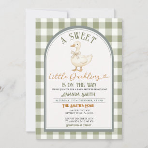 Süßes kleines Entlein Stockente Gingham Baby Showe Einladung