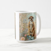 Süßes kleines Erdmännchen Pastell-Blumenmuster Kaffeetasse (VorderseiteRechts)