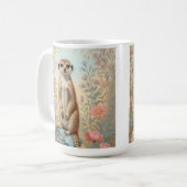 Süßes kleines Erdmännchen Pastell-Blumenmuster Kaffeetasse (Vorderseite Links)