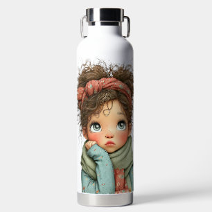 SÜßES KLEINES IRISCHES MÄDCHEN MIT BRAUNEN HAAREN TRINKFLASCHE