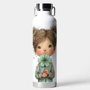 SÜßES KLEINES IRISCHES MÄDCHEN MIT BRAUNEN HAAREN TRINKFLASCHE