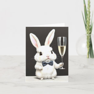 Süßes kleines Kaninchen mit Champagner-Karte Karte