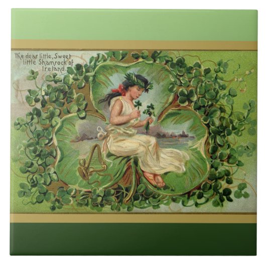 Süßes kleines Kleeblatt Fliese (Vorderseite)