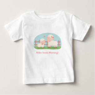 Süßes kleines Lamm und Mutti Baby T-shirt