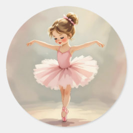 Süßes kleines Mädchen-Balletttänzerin im rosa Tutu Runder Aufkleber