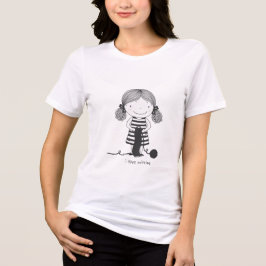 Süßes kleines Mädchen, das strickt I Love Knitting Tri-Blend Shirt