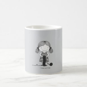Süßes kleines Mädchen, das strickt Ich liebe Stric Kaffeetasse