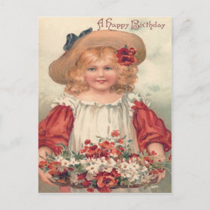 Süßes kleines Mädchen Gänseblümchen Stiefmütterche Postkarte