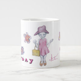 Süßes kleines Mädchen mit Handtasche beim Verkleid Jumbo-Tasse