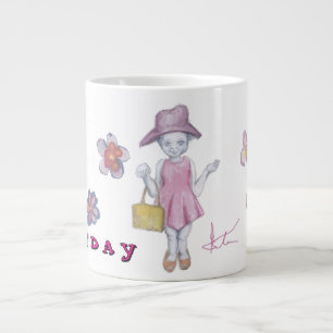 Süßes kleines Mädchen mit Handtasche beim Verkleid Jumbo-Tasse