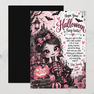 Süßes kleines Mädchen Vampir Halloween Grußkarte