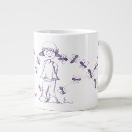 Süßes kleines Mädchen zeichnet mit Bienen Jumbo-Tasse