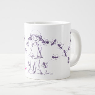 Süßes kleines Mädchen zeichnet mit Bienen Jumbo-Tasse