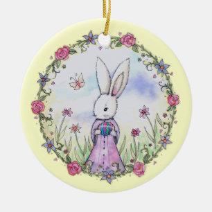 Süßes kleines Osterhasen-Ornament Keramikornament