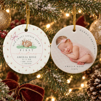 Süßes kleines Reh Baby's erstes Weihnachtsfoto Keramik Ornament