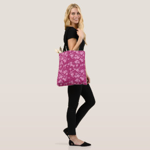 Süßes kleines rosa Floral mit Magenta-Hintergrund Tasche
