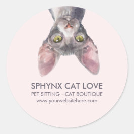 Süßes kleines rosa kanadisches Sphynx-Katzenauto Runder Aufkleber