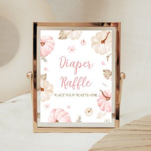 Süßes kleines rosa Kürbis-Windeln-Raffle-Schild Poster