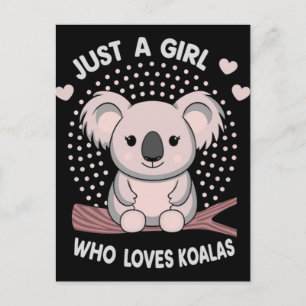 Süßes Koala-Kinder-Shirt Nur ein Mädchen liebt Koa Feiertagspostkarte