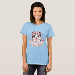 Süßes Koketten-Kirschkatze-T-Shirt T-Shirt