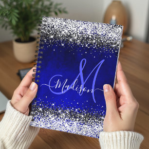 Süßes königsblaues silbernes falsches Glitter-Mono Planer