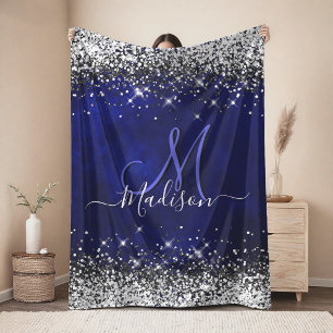 Süßes königsblaues silbernes falsches Glitter Mono Sherpadecke